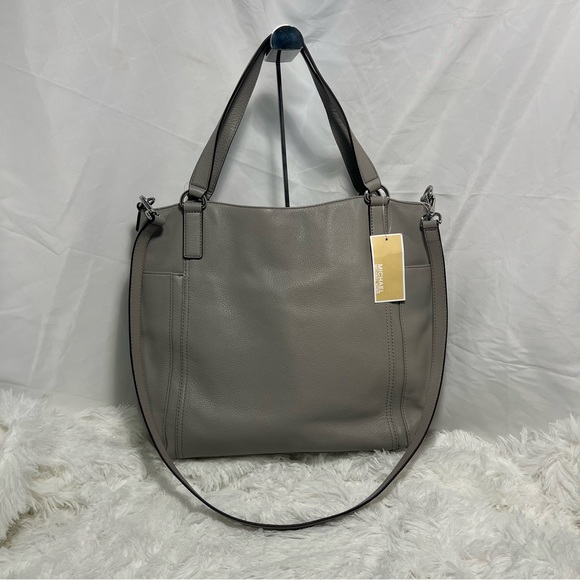 NWT MICHAEL Michael Kors Crosby Leather Tote Grey Leather with Crossbody Strap - Picture 3 of 10